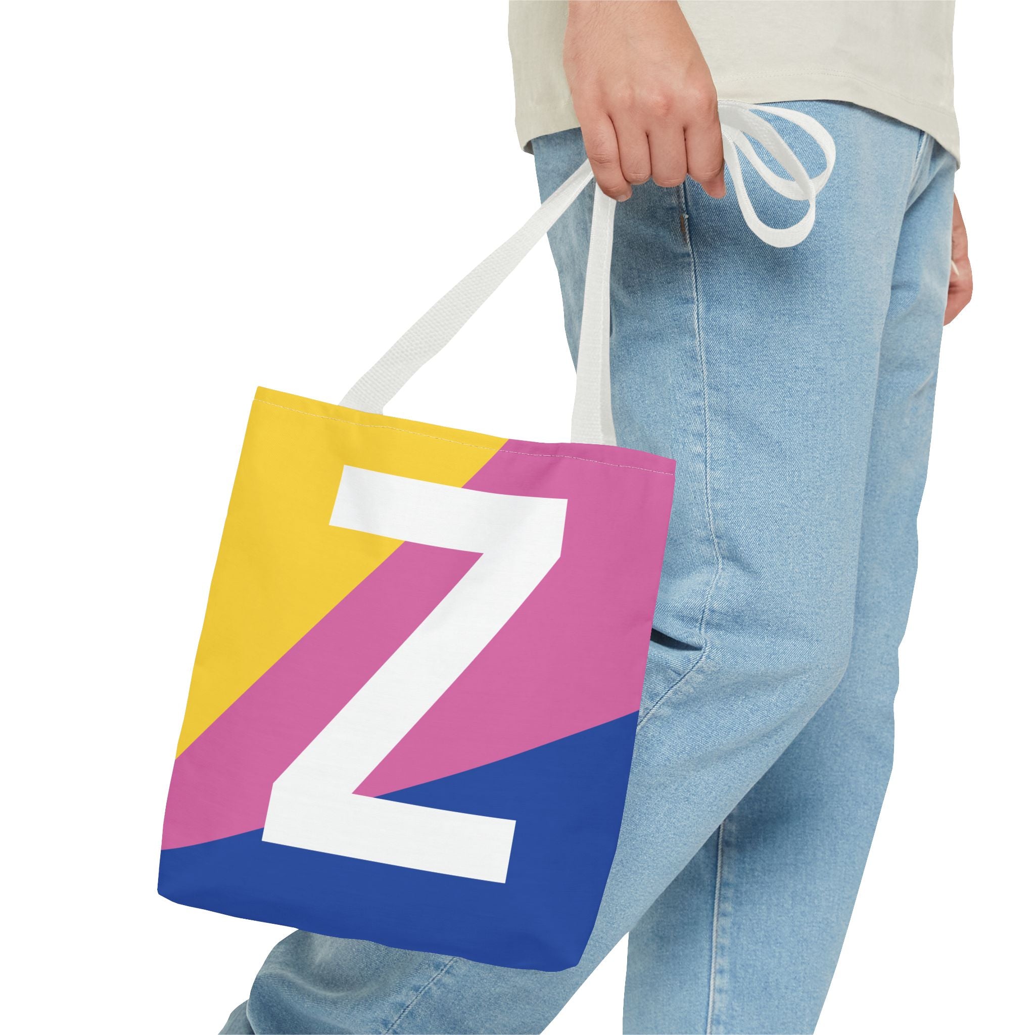 Monogram 'Z' Colorblock Tote Bag — Personalized Initial Z Shoulder Tote