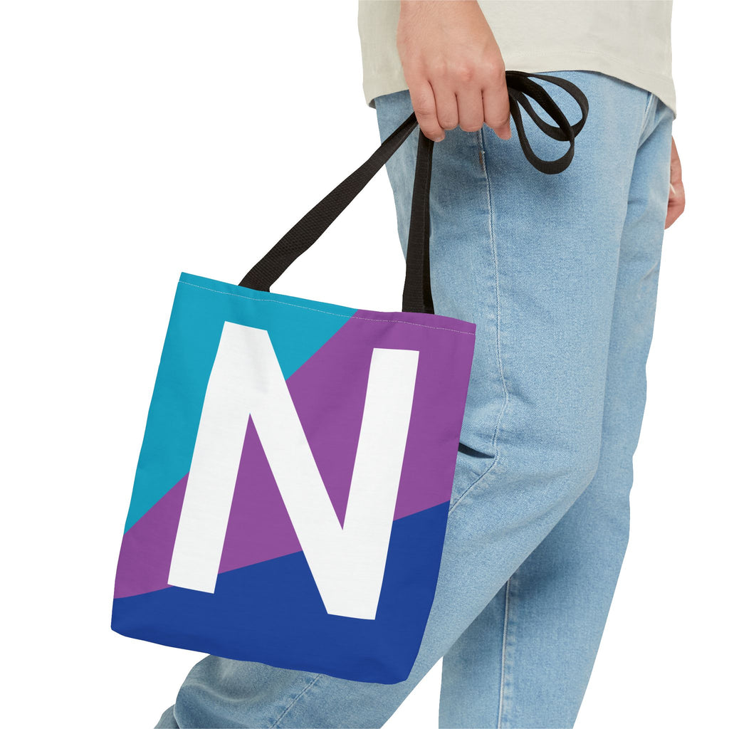 Monogram 'N' Colorblock Tote Bag — Personalized Initial N Shoulder Tote