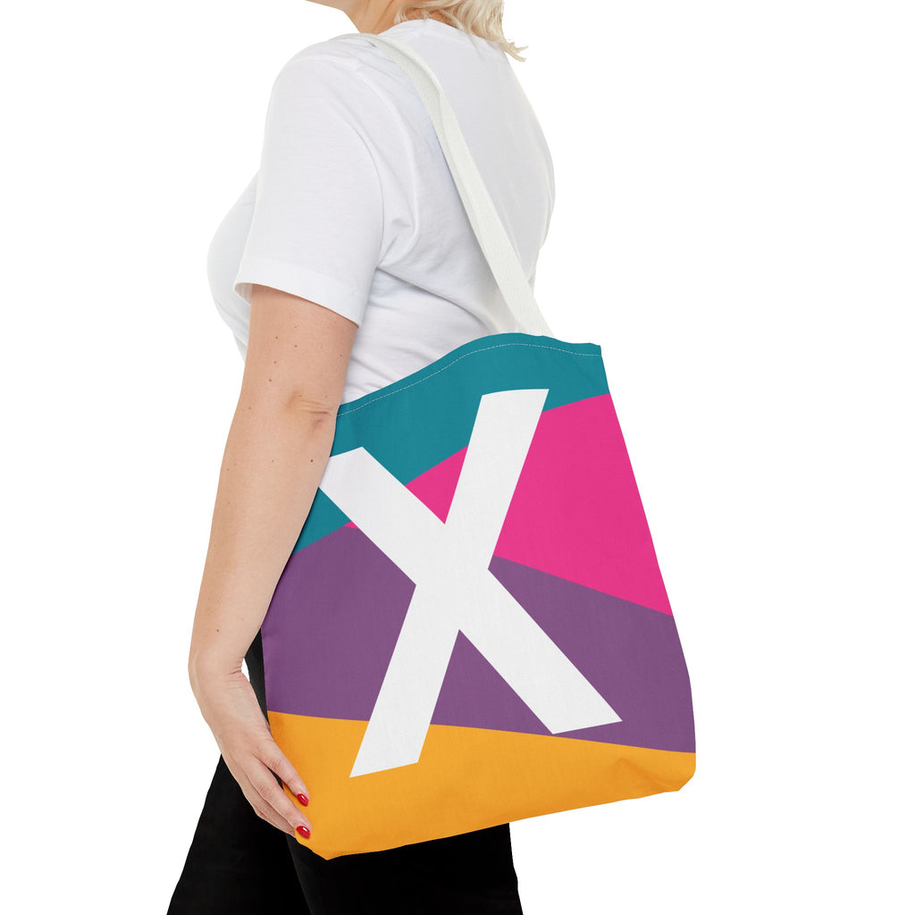 Monogram 'X' Colorblock Tote Bag — Personalized Initial X Shoulder Tote