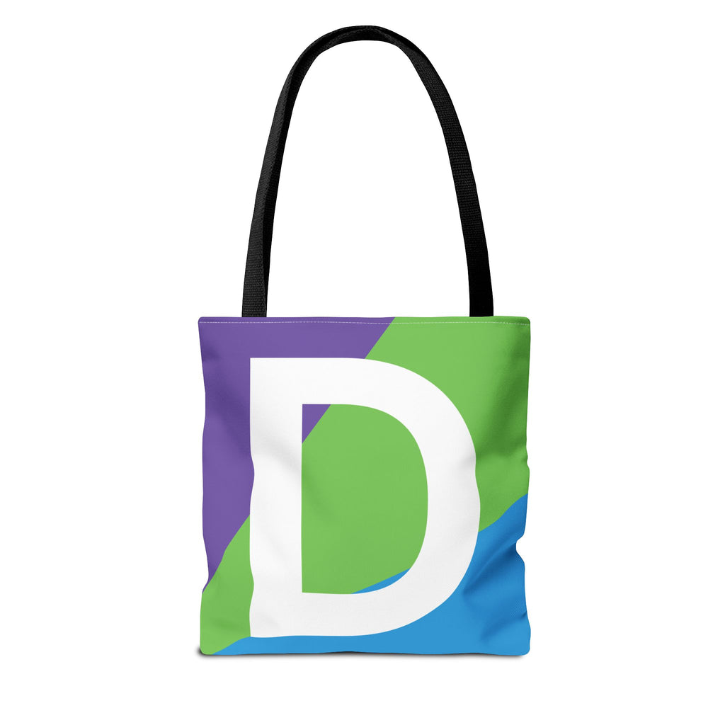 Monogram 'D' Colorblock Tote Bag — Personalized Initial D Shoulder Tote