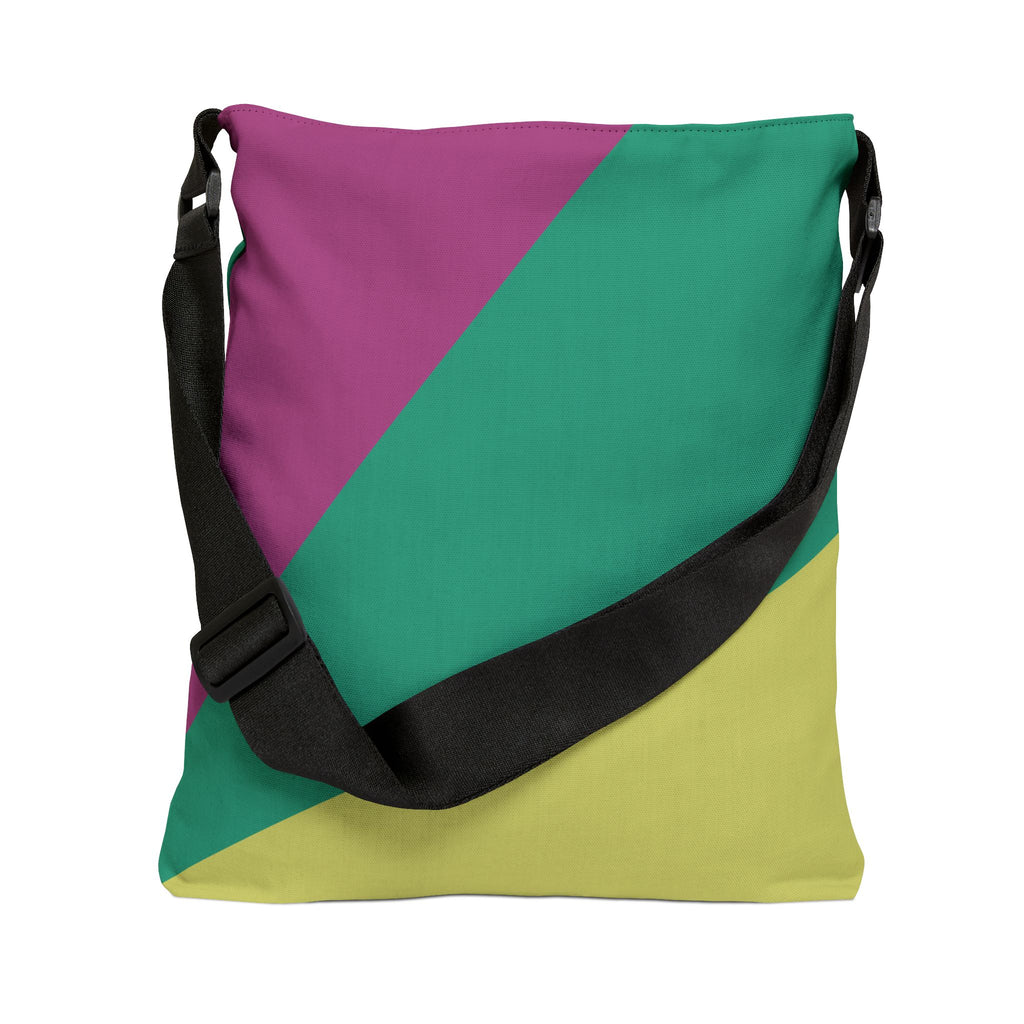 Colorblock Geometric Tote Bag — Adjustable Strap, Bright Abstract Pattern