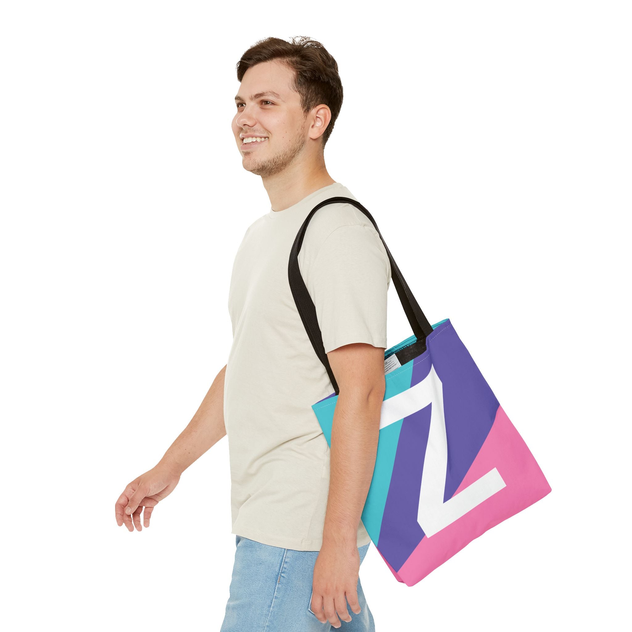 Monogram 'Z' Colorblock Tote Bag — Personalized Initial Z Shoulder Tote