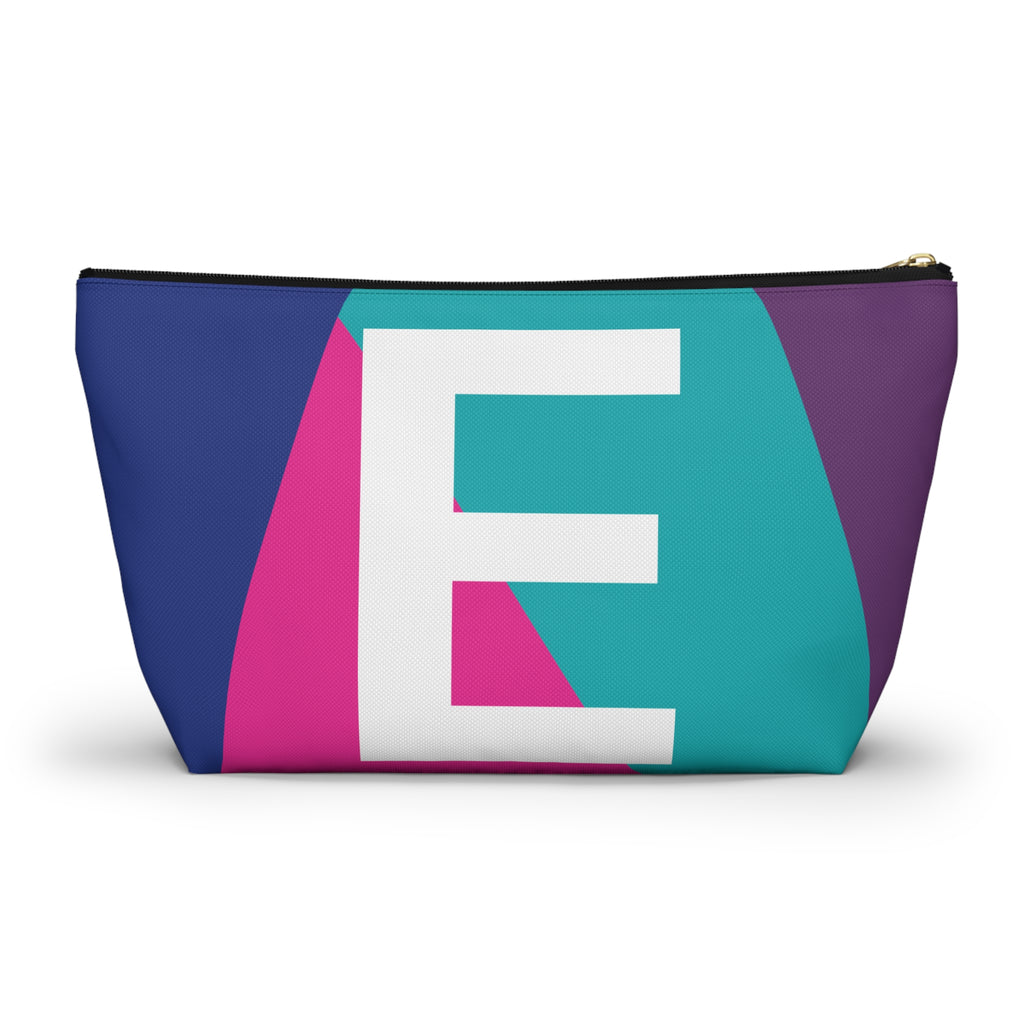 Initials Colorblock Accessory Pouch — Monogram E T-Bottom Cosmetic Bag