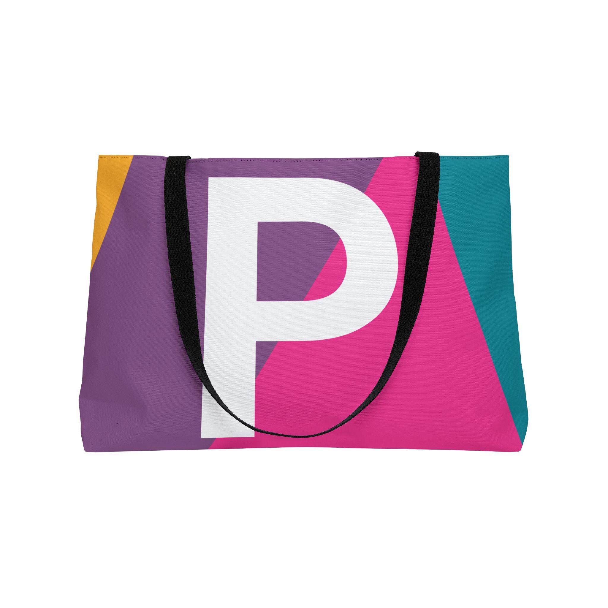 Personalized 'P' Colorblock Tote Bag — Monogram Weekender Tote
