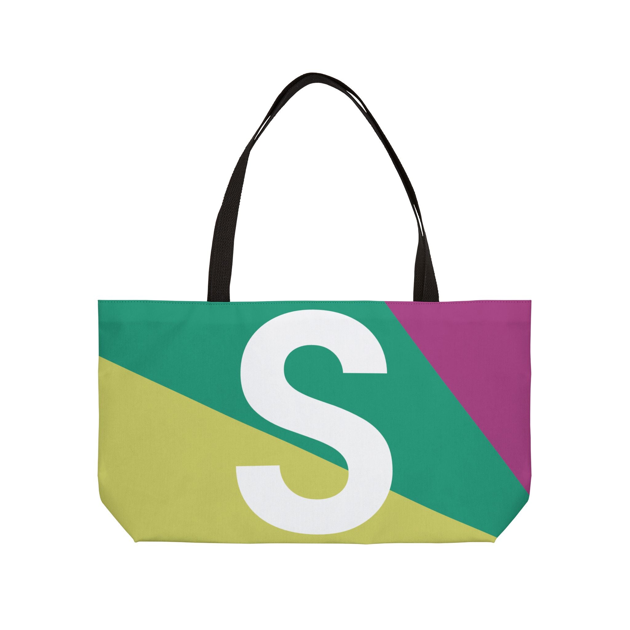 Personalized 'S' Colorblock Tote Bag — Monogram Weekender Tote