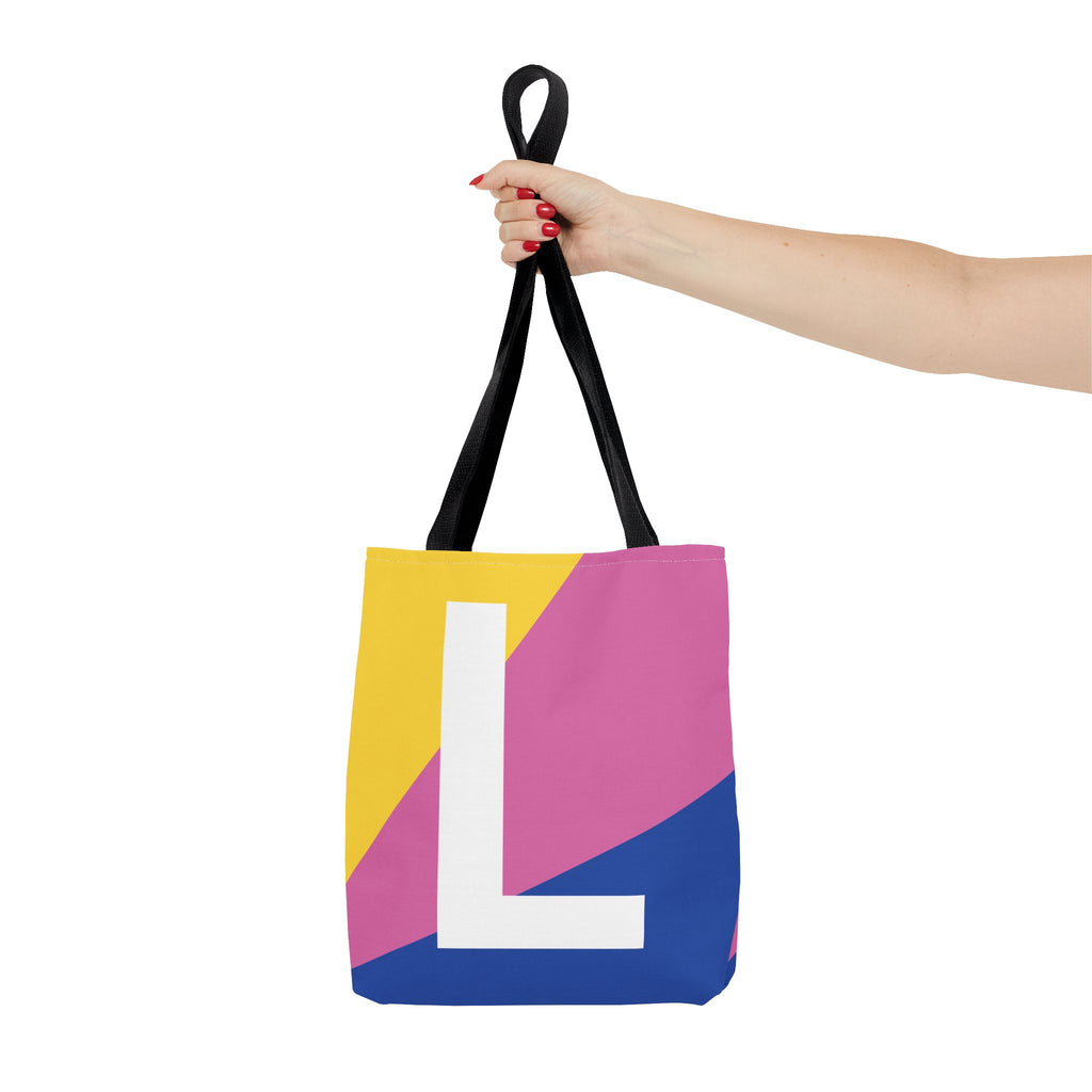Monogram 'L' Colorblock Tote Bag — Personalized Initial L Shoulder Tote