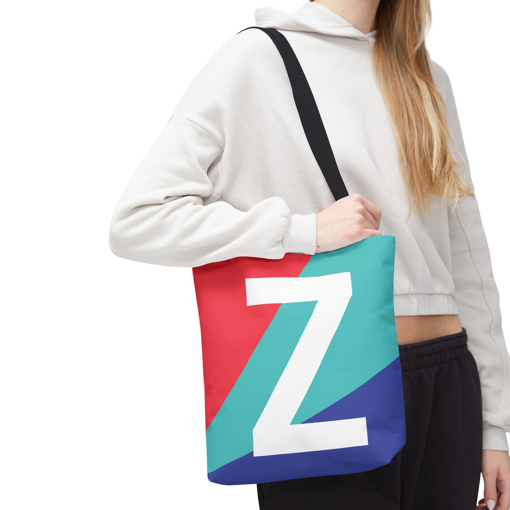 Monogram 'Z' Colorblock Tote Bag — Personalized Initial Z Shoulder Tote