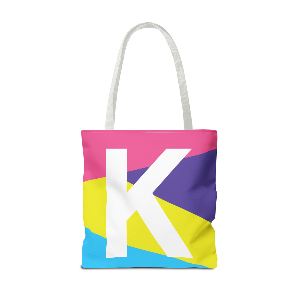 Monogram 'K' Colorblock Tote Bag — Personalized Initial K Shoulder Tote