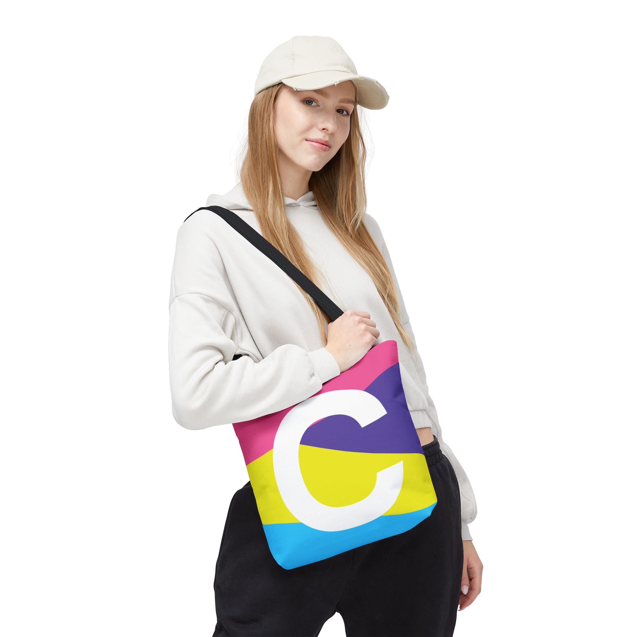 Monogram 'C' Colorblock Tote Bag — Personalized Initial C Shoulder Tote