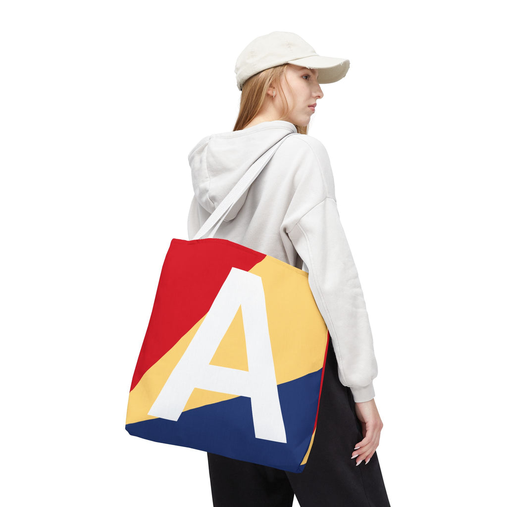 Monogram 'A' Colorblock Tote Bag — Personalized Initial A Shoulder Tote