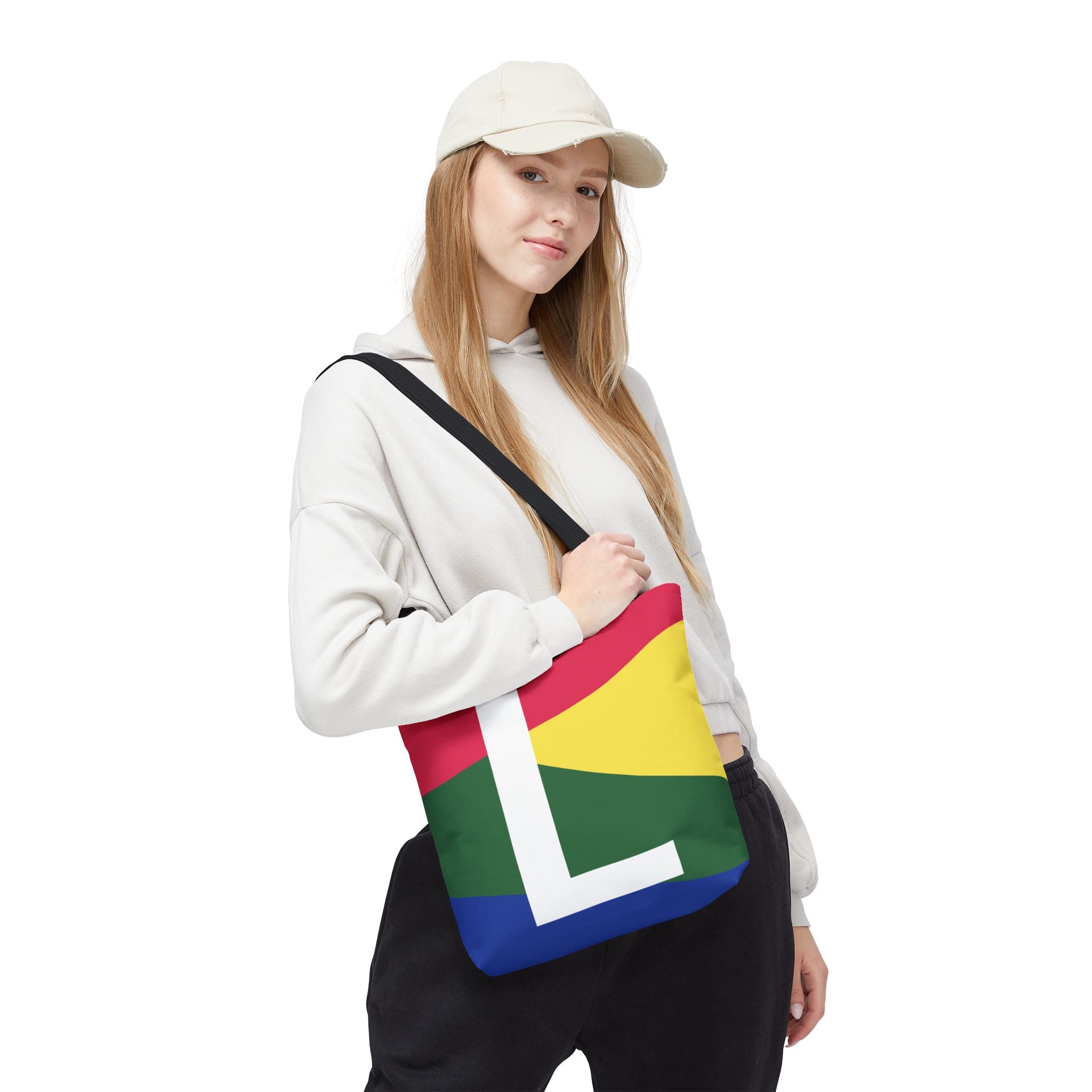 Monogram 'L' Colorblock Tote Bag — Personalized Initial L Shoulder Tote