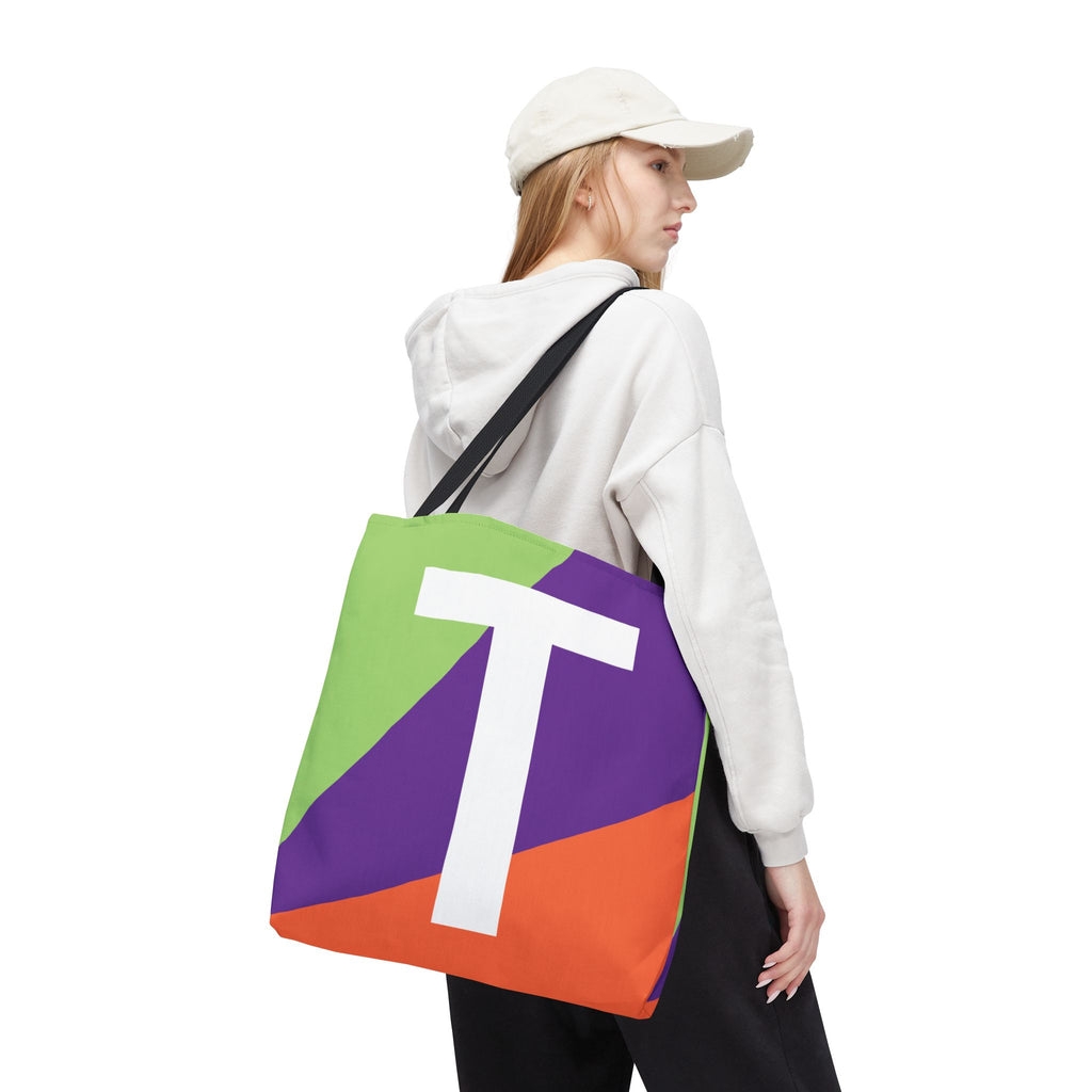 Monogram 'T' Colorblock Tote Bag — Personalized Initial T Shoulder Tote