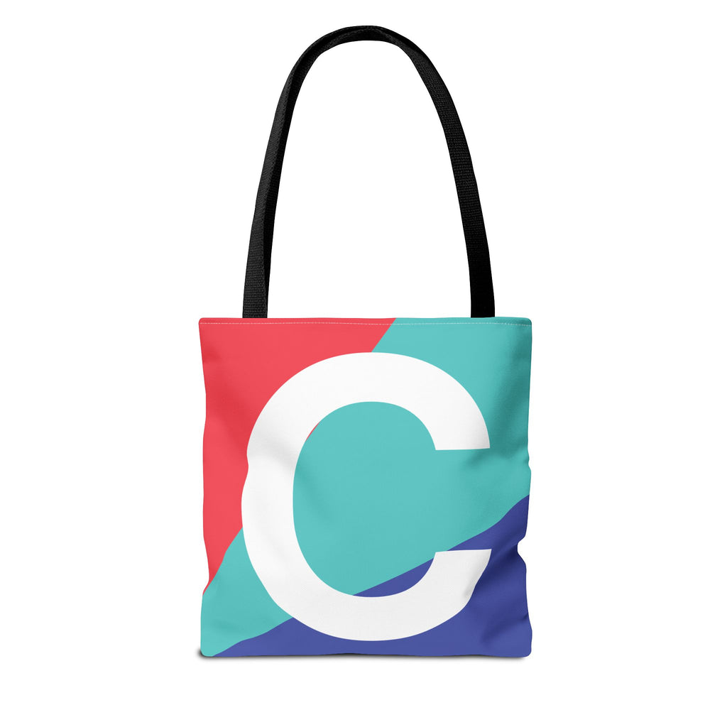 Monogram 'C' Colorblock Tote Bag — Personalized Initial C Shoulder Tote