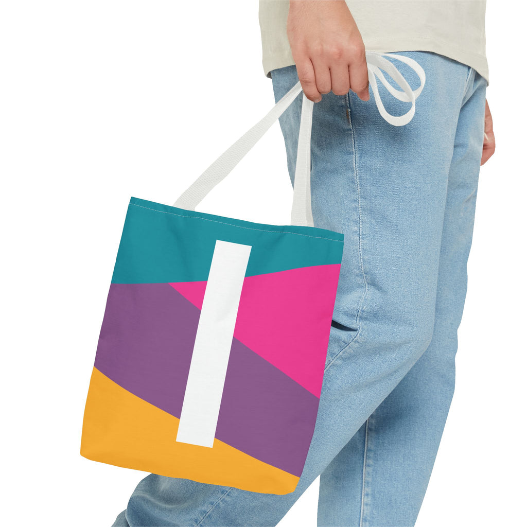 Monogram 'I' Colorblock Tote Bag — Personalized Initial I Shoulder Tote