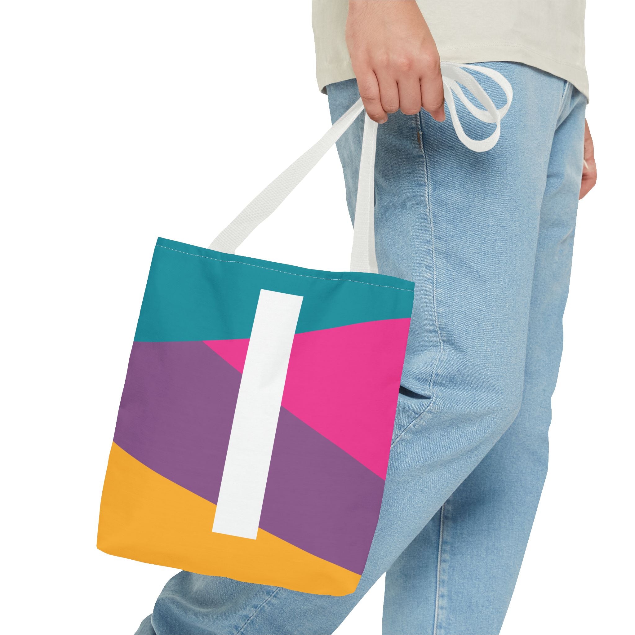 Monogram 'I' Colorblock Tote Bag — Personalized Initial I Shoulder Tote