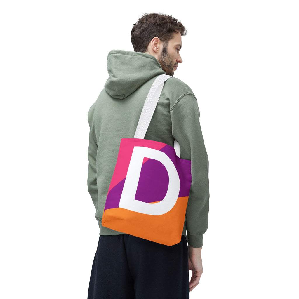 Monogram 'D' Colorblock Tote Bag — Personalized Initial D Shoulder Tote