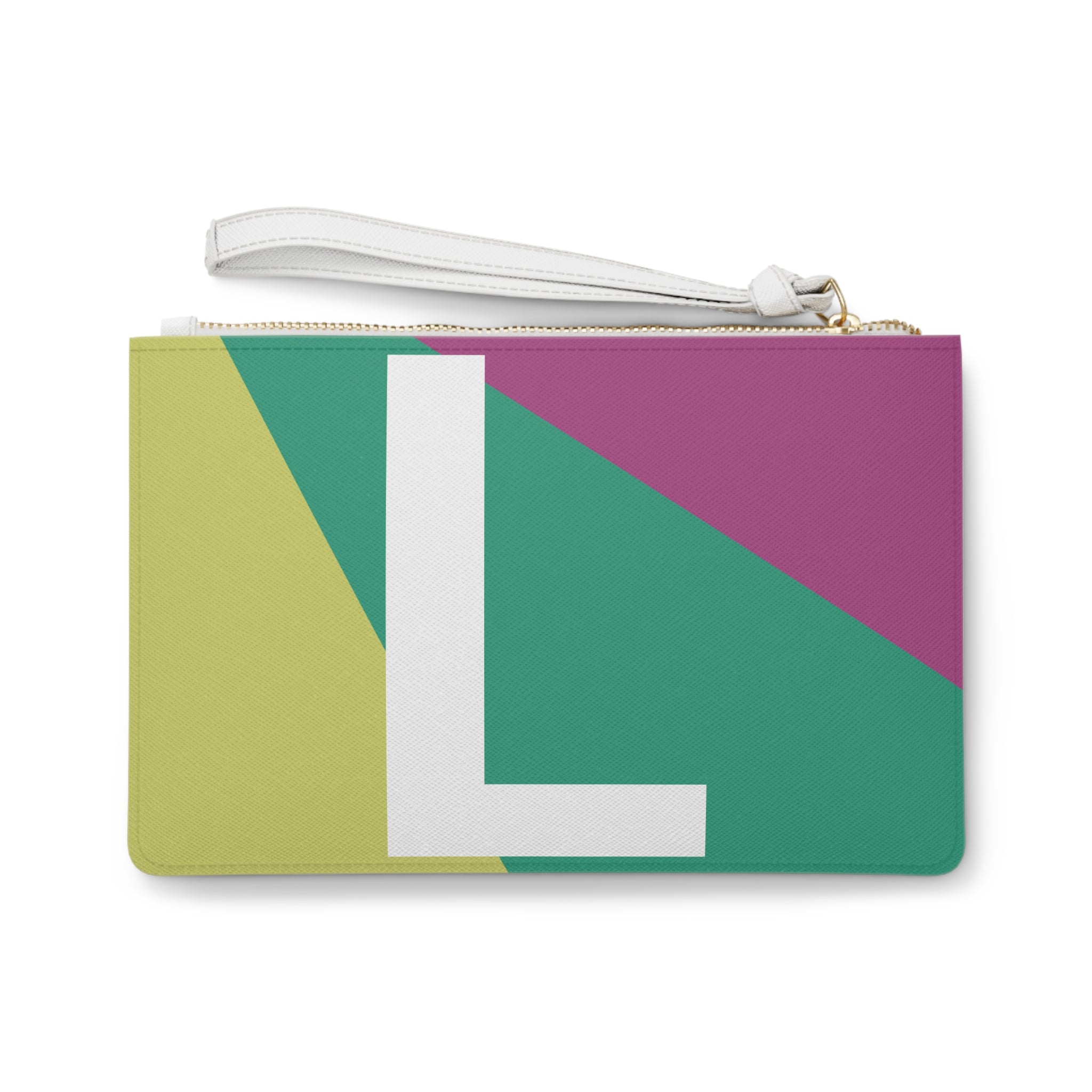 Monogram 'L' Colorblock Clutch Bag — Bold Geometric Wristlet for Everyday & Gifts