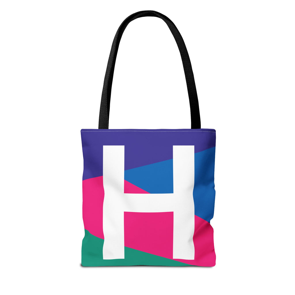 Monogram 'H' Colorblock Tote Bag — Personalized Initial H Shoulder Tote