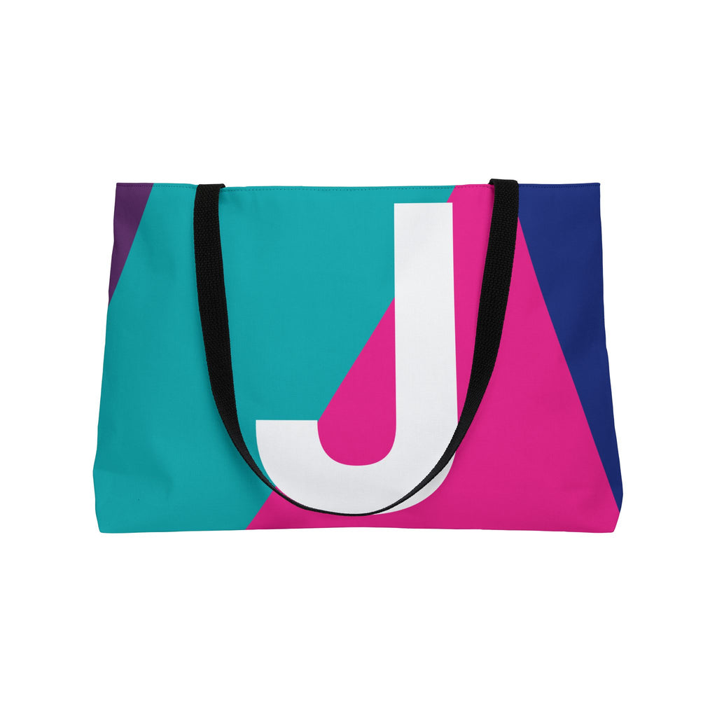 Personalized 'J' Colorblock Tote Bag — Monogram Weekender Tote