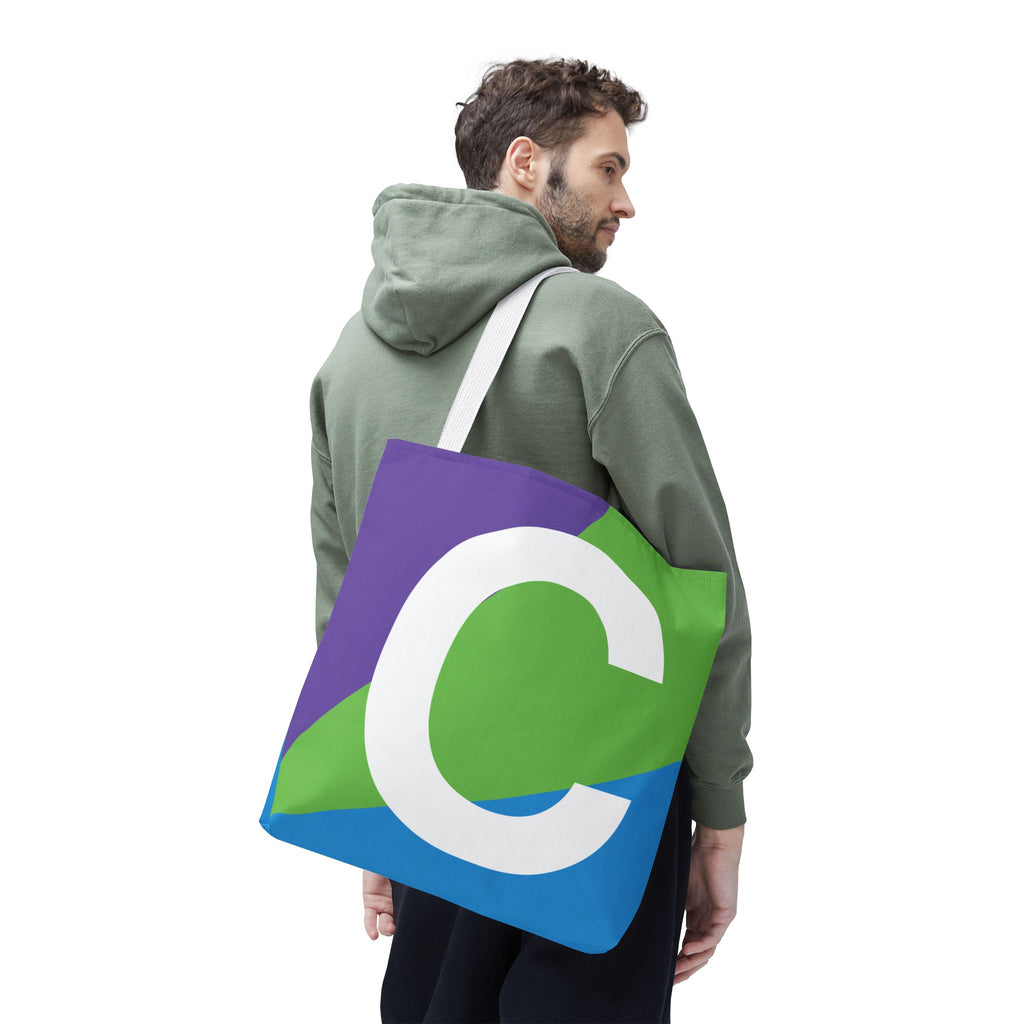 Monogram 'C' Colorblock Tote Bag — Personalized Initial C Shoulder Tote