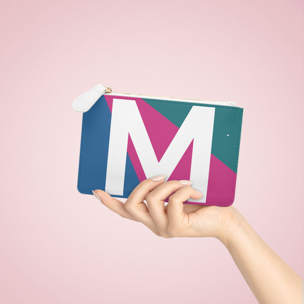 Initial M Mini Clutch — Colorblock Monogram Wristlet Wallet