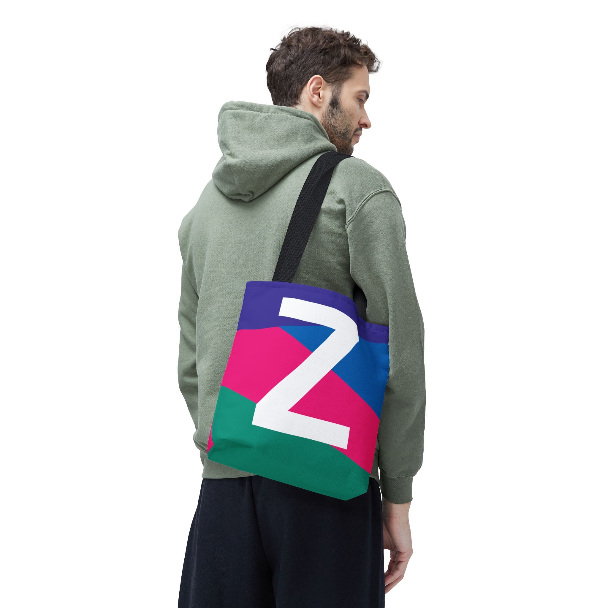 Monogram 'Z' Colorblock Tote Bag — Personalized Initial Z Shoulder Tote