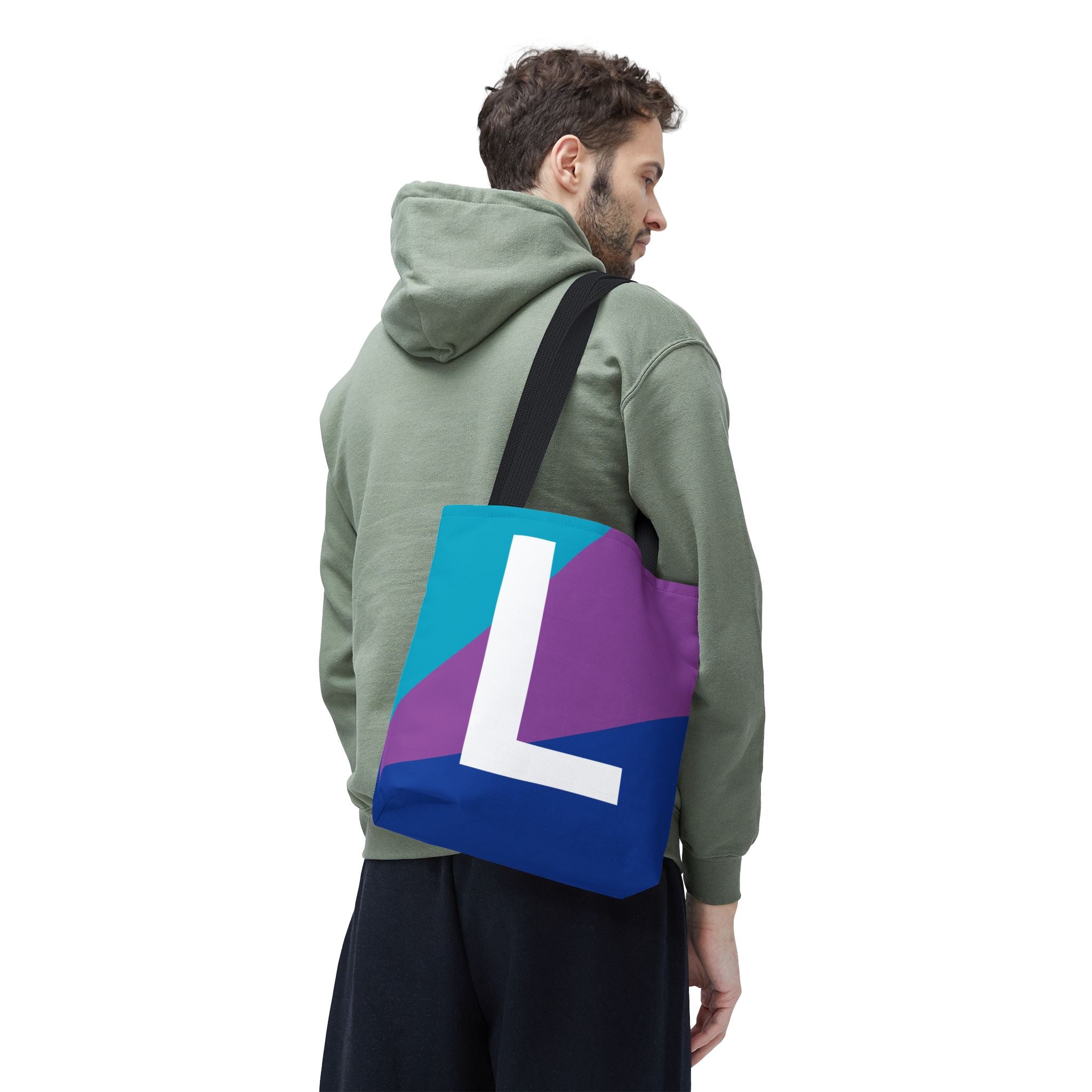 Monogram 'L' Colorblock Tote Bag — Personalized Initial L Shoulder Tote