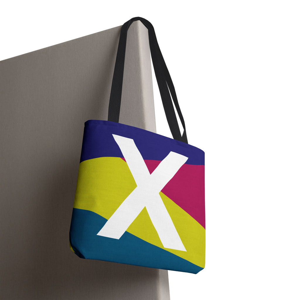 Monogram 'X' Colorblock Tote Bag — Personalized Initial X Shoulder Tote