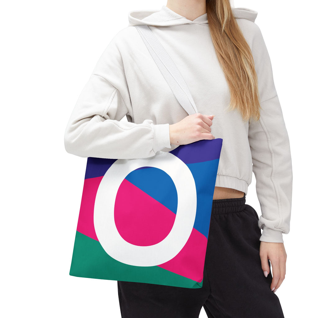 Monogram 'O' Colorblock Tote Bag — Personalized Initial O Shoulder Tote