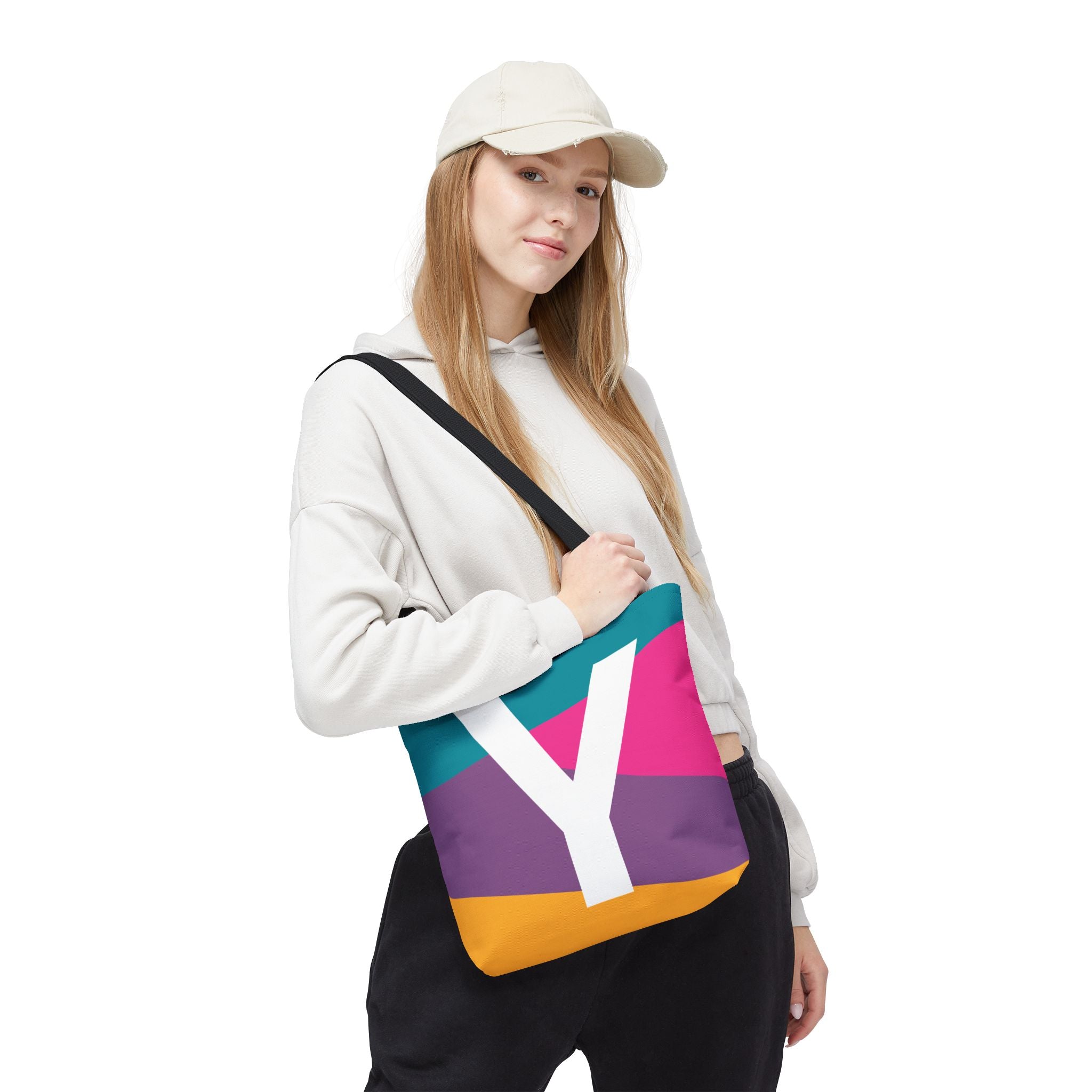 Monogram 'Y' Colorblock Tote Bag — Personalized Initial Y Shoulder Tote