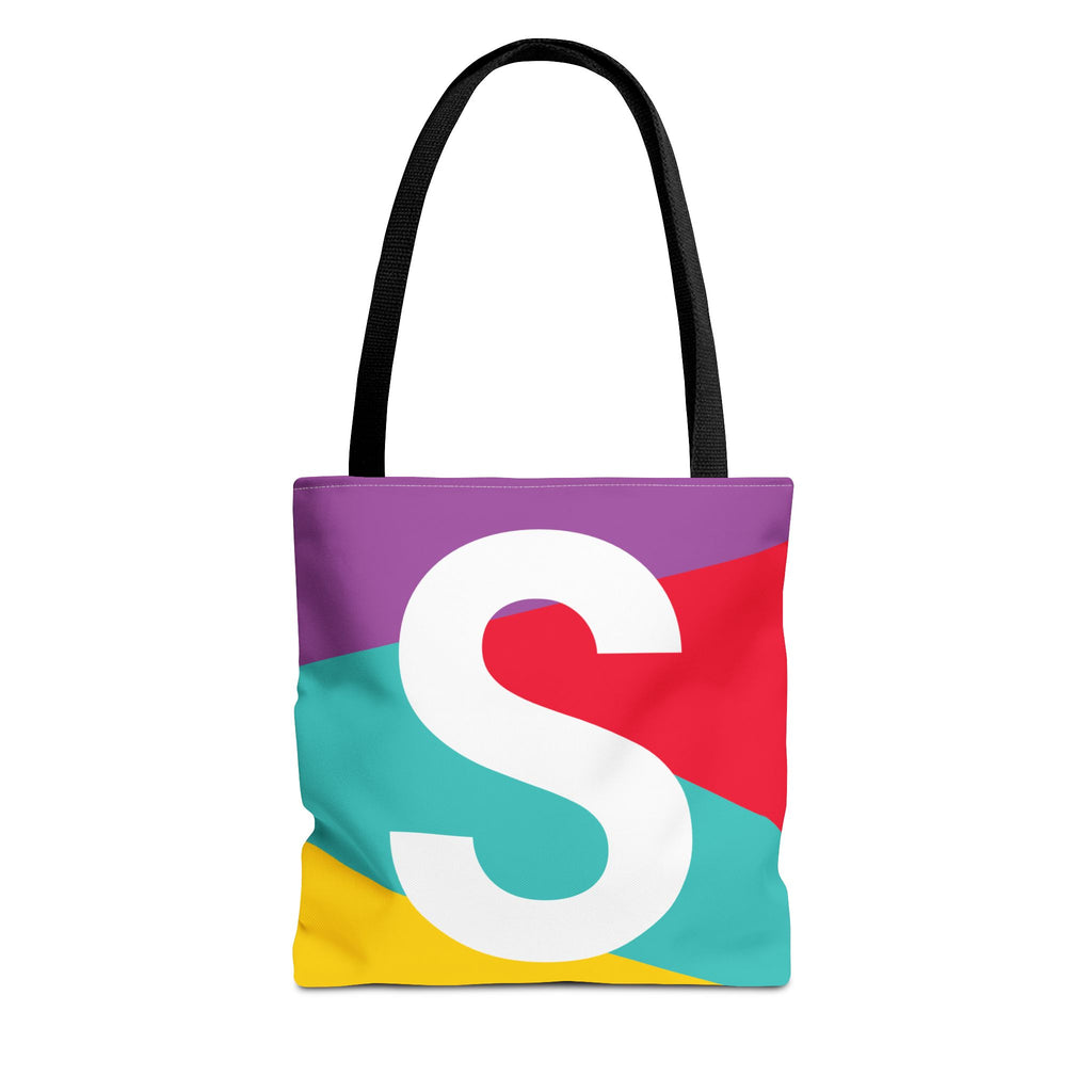 Monogram 'S' Colorblock Tote Bag — Personalized Initial S Shoulder Tote