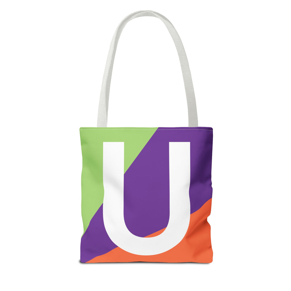 Monogram 'U' Colorblock Tote Bag — Personalized Initial U Shoulder Tote