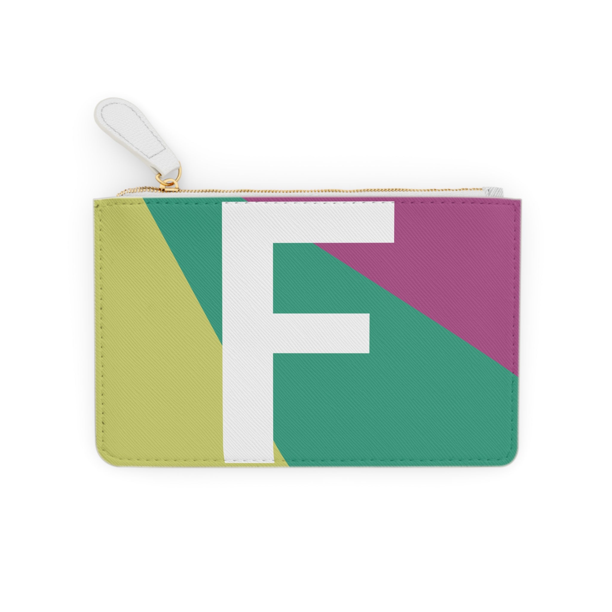 Initial F Mini Clutch — Colorblock Monogram Wristlet Wallet