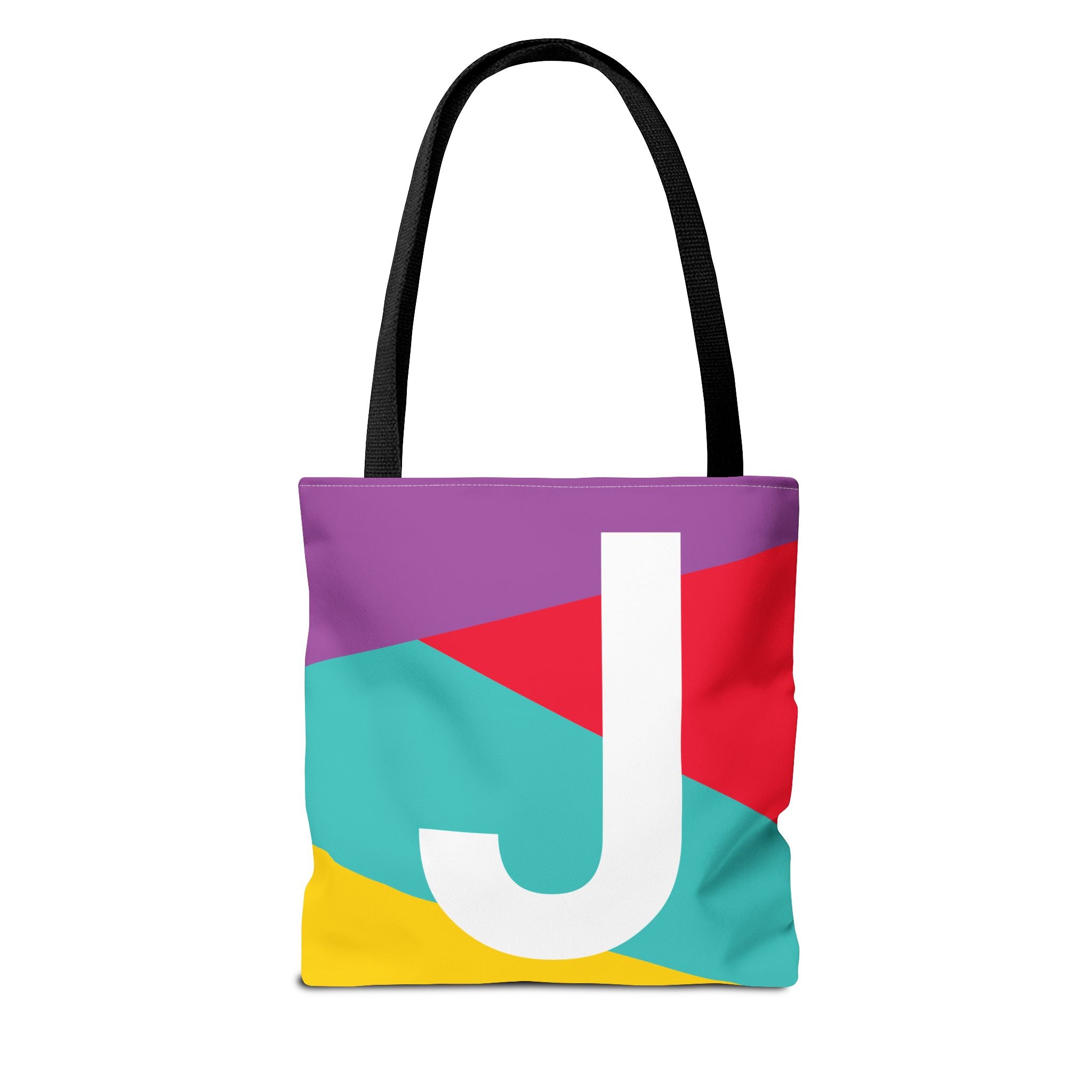 Monogram 'J' Colorblock Tote Bag — Personalized Initial J Shoulder Tote