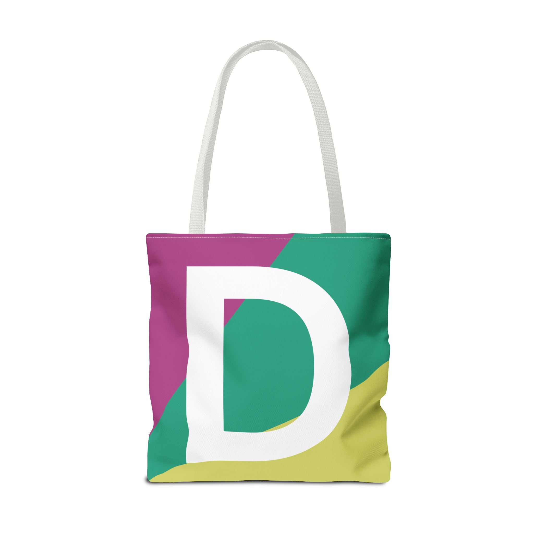 Monogram 'D' Colorblock Tote Bag — Personalized Initial D Shoulder Tote