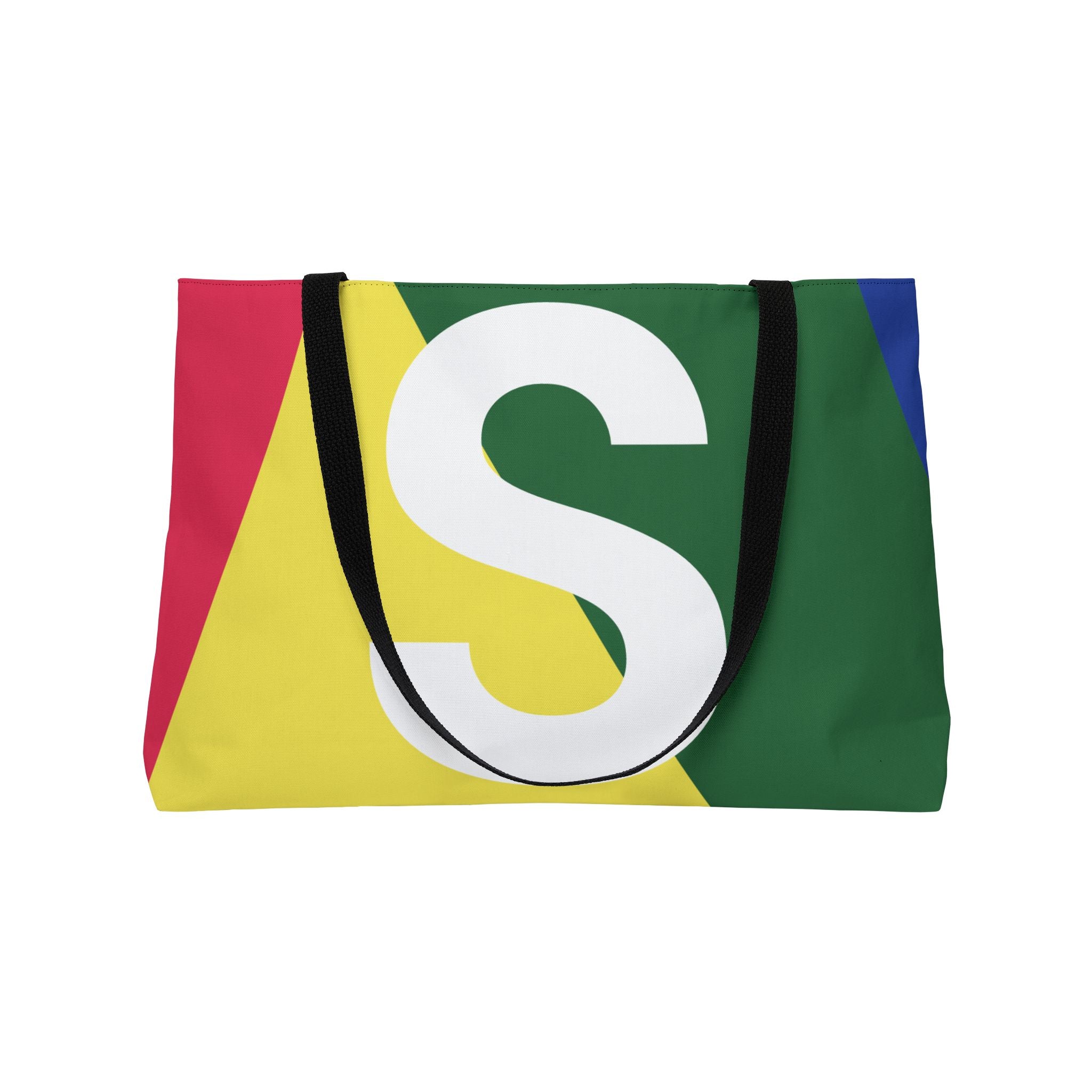 Personalized 'S' Colorblock Tote Bag — Monogram Weekender Tote