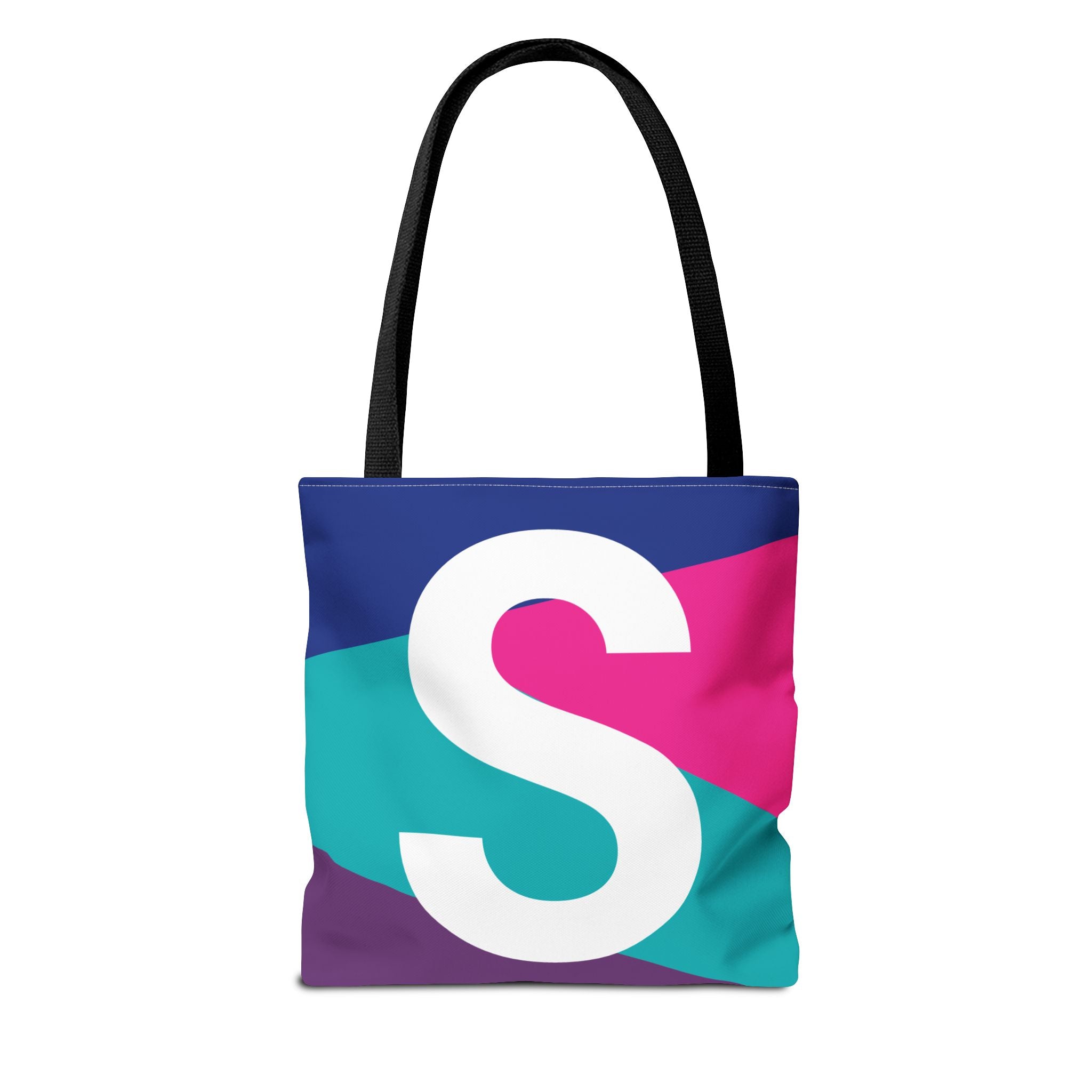 Monogram 'S' Colorblock Tote Bag — Personalized Initial S Shoulder Tote
