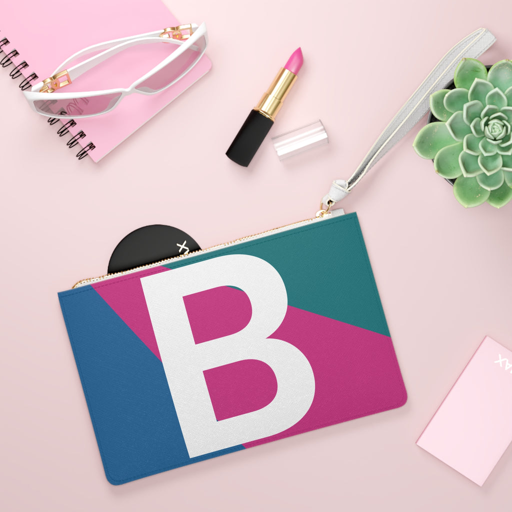 Monogram 'B' Colorblock Clutch Bag — Bold Geometric Wristlet for Everyday & Gifts