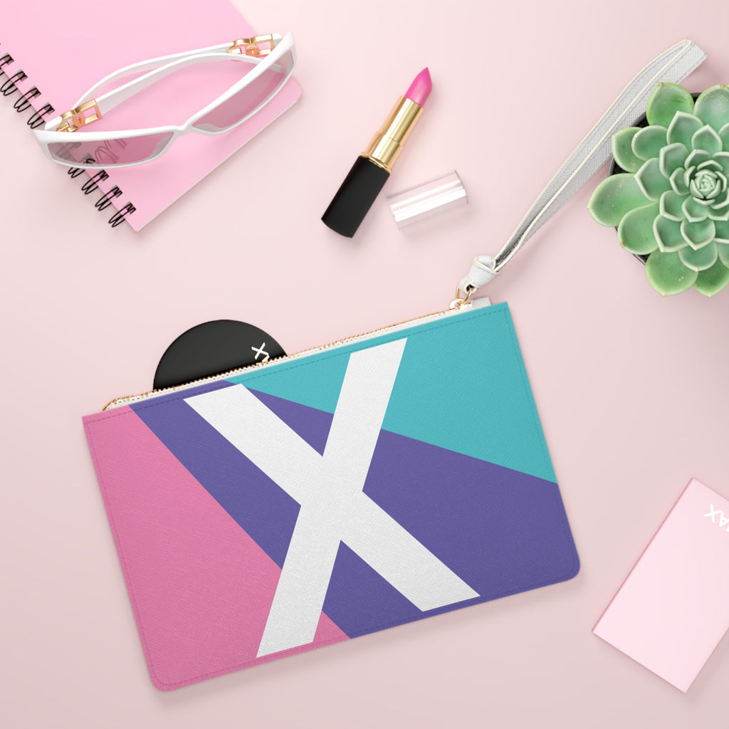Monogram 'X' Colorblock Clutch Bag — Bold Geometric Wristlet for Everyday & Gifts