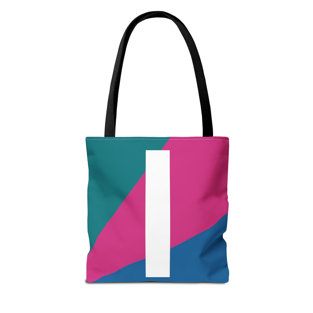 Monogram 'I' Colorblock Tote Bag — Personalized Initial I Shoulder Tote