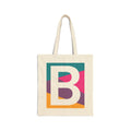 Initial B Colorblock Canvas Tote Bag — Monogram Letter B Reusable Grocery Tote