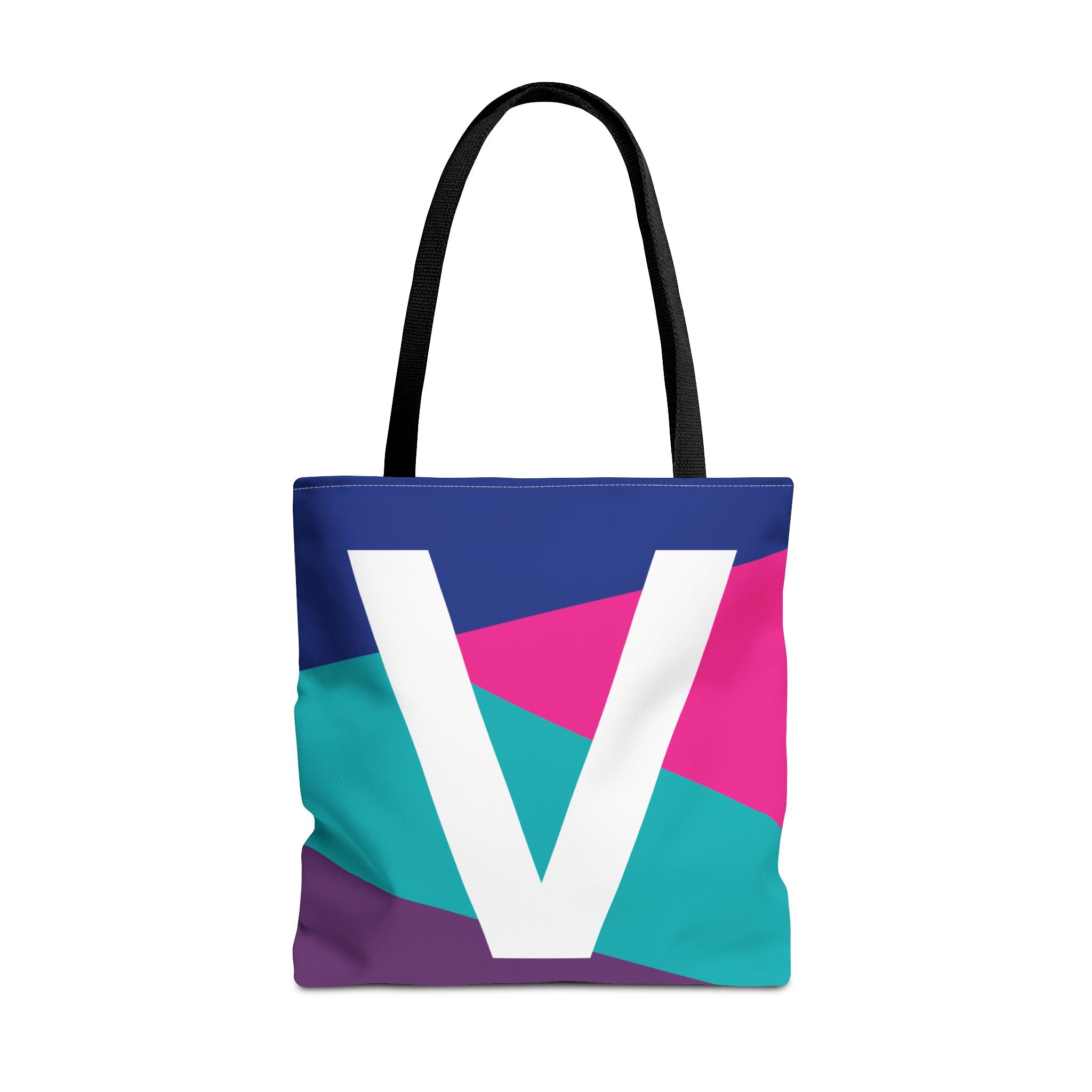 Monogram 'V' Colorblock Tote Bag — Personalized Initial V Shoulder Tote