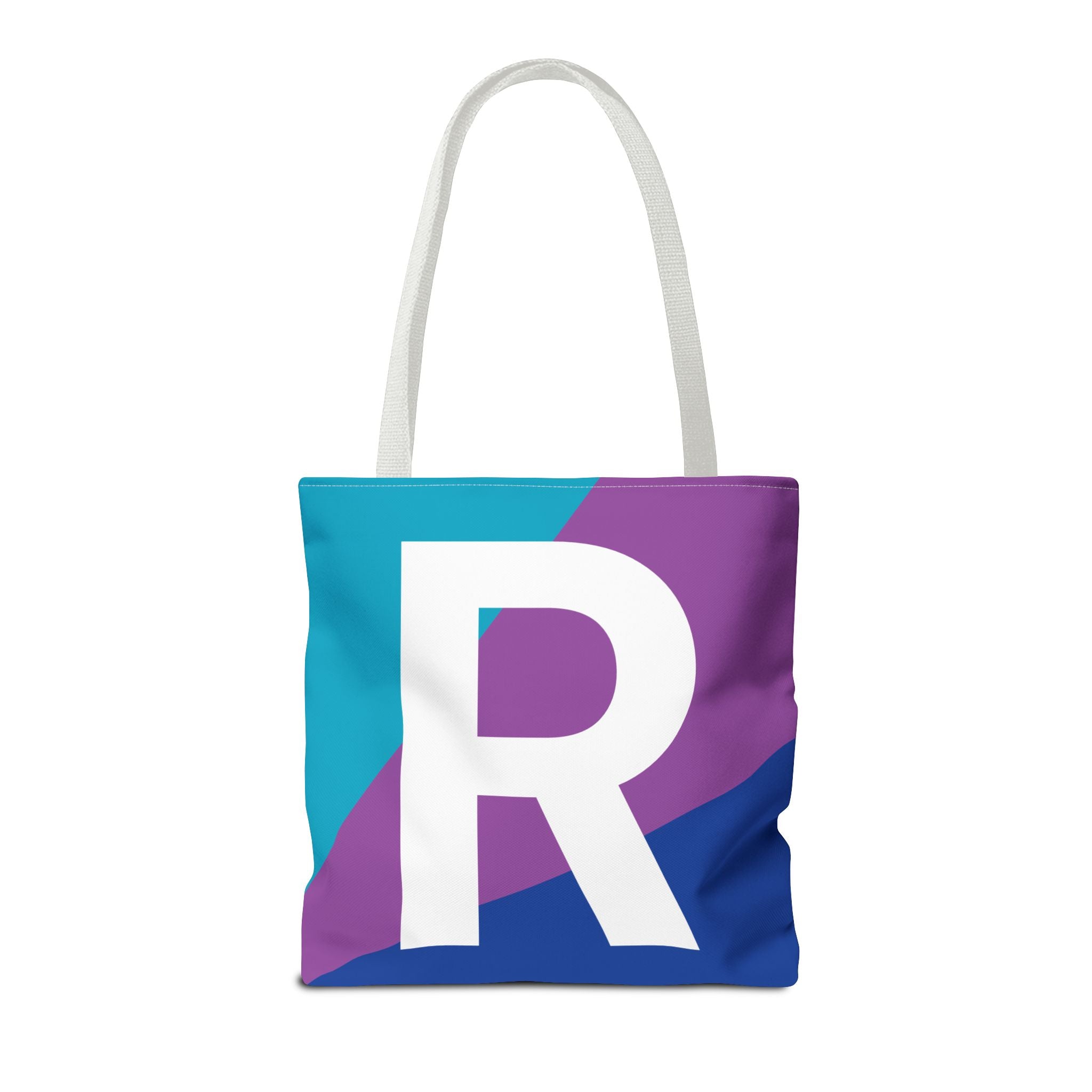 Monogram 'R' Colorblock Tote Bag — Personalized Initial R Shoulder Tote