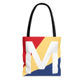 Monogram 'M' Colorblock Tote Bag — Personalized Initial M Shoulder Tote
