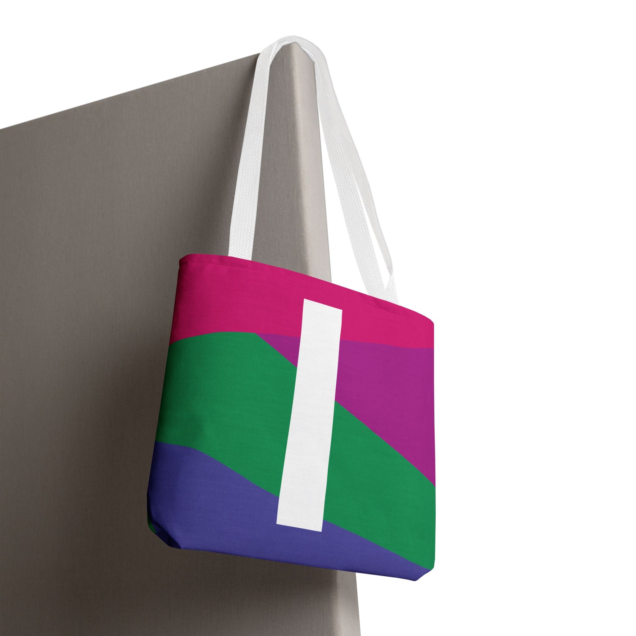 Monogram 'I' Colorblock Tote Bag — Personalized Initial I Shoulder Tote