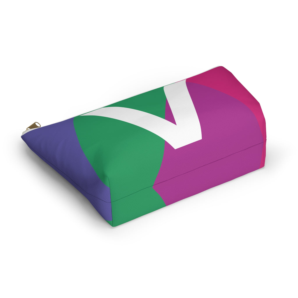 Initials Colorblock Accessory Pouch — Monogram V T-Bottom Cosmetic Bag