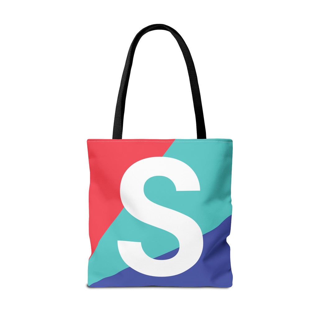 Monogram 'S' Colorblock Tote Bag — Personalized Initial S Shoulder Tote