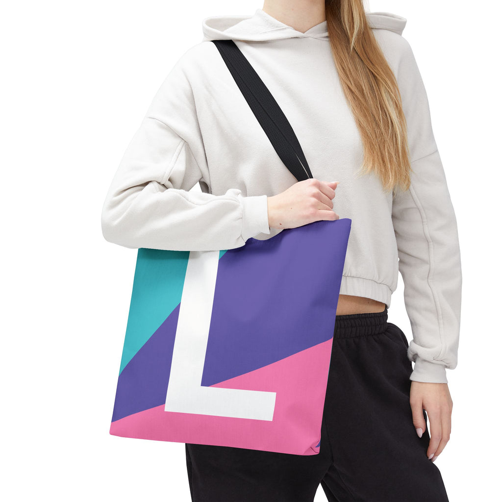 Monogram 'L' Colorblock Tote Bag — Personalized Initial L Shoulder Tote