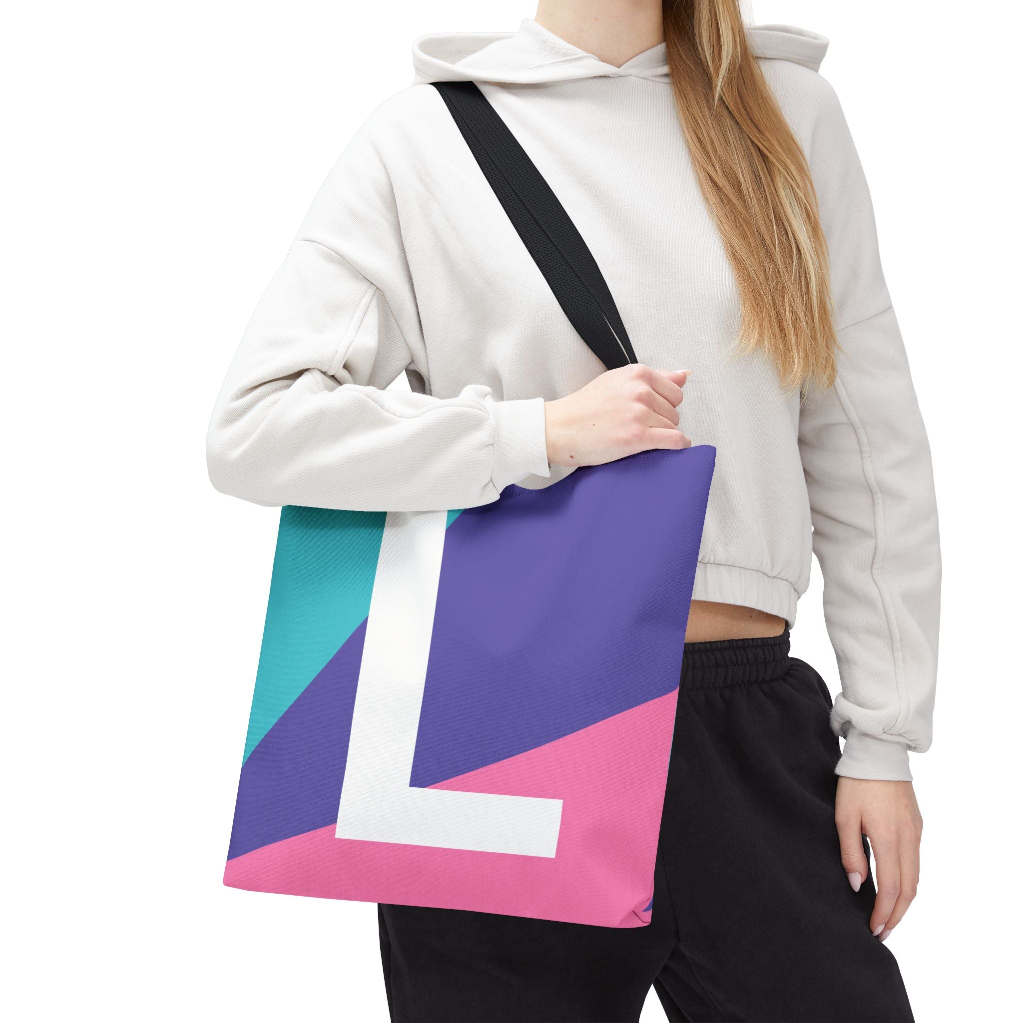 Monogram 'L' Colorblock Tote Bag — Personalized Initial L Shoulder Tote