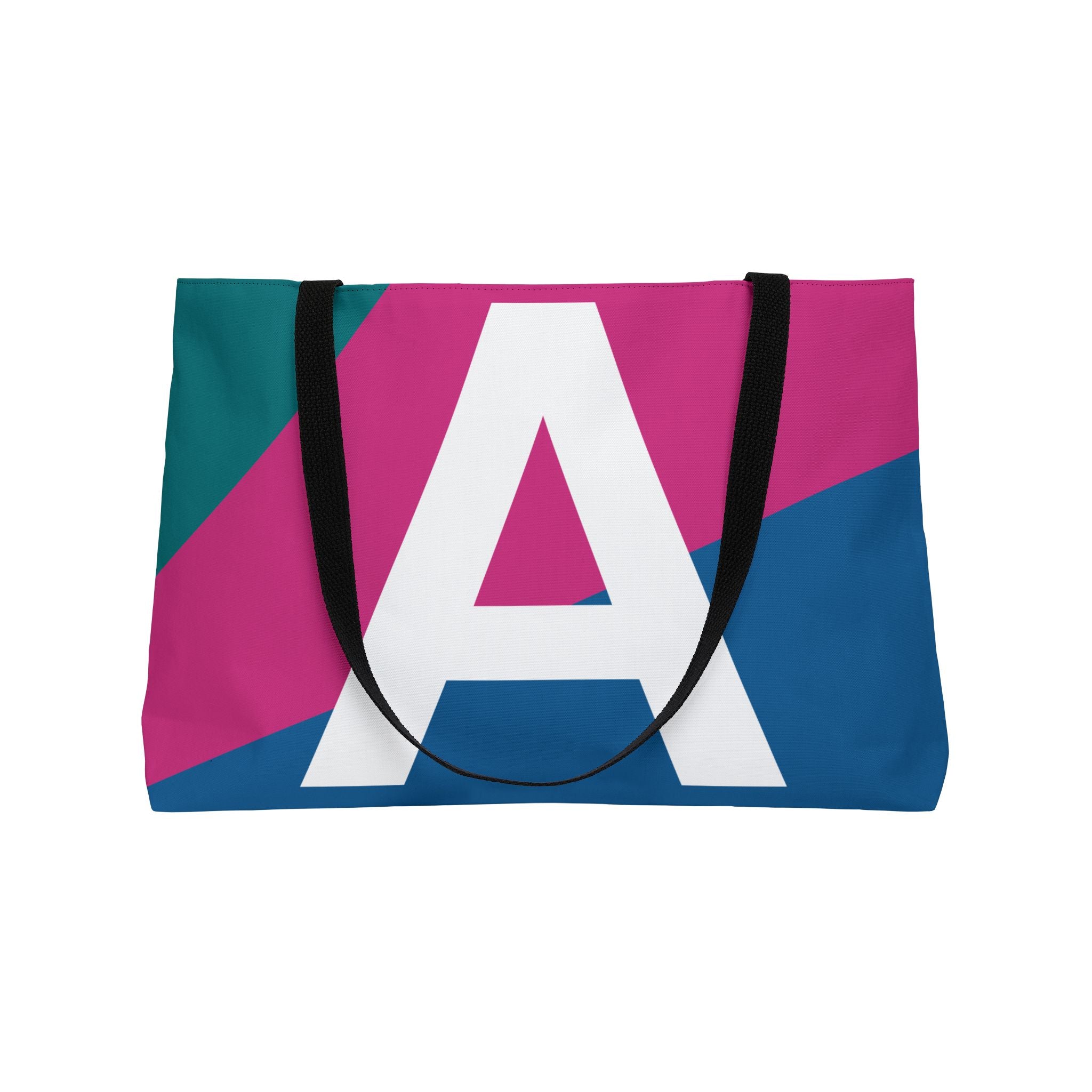 Personalized 'A' Colorblock Tote Bag — Monogram Weekender Tote